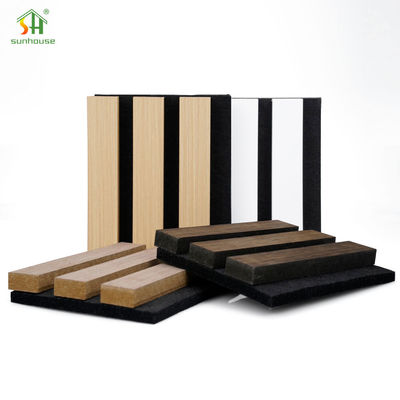 Harga yang bagus Panel Akustik Kayu Slat 20mm 25mm Panel Tembok Suara Akustik 4x8ft on line