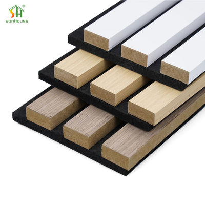 Harga yang bagus Akustik Panel Dinding Kayu Slat Ramah Lingkungan Panel Dinding Foam Polyester Untuk Ruang Konferensi on line