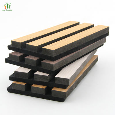 Harga yang bagus Panel Dinding Kayu Akustik Kustom 1220x2440mm MDF Hitam Serat Poliester on line