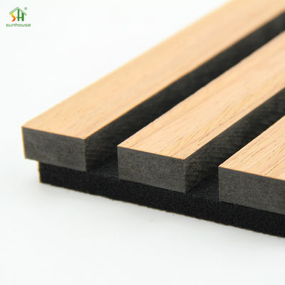 Harga yang bagus Panel Dinding Kayu Akustik 1220x2440mm MDF Hitam Serat Poliester on line