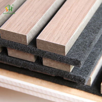 Harga yang bagus Panel Dinding Akustik Kayu Kustom 1220x2440mm MDF Hitam Poliester on line