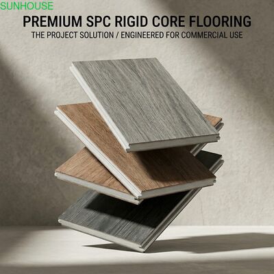Wood Grain Click Lock Rigid Core SPC Click Flooring Plank untuk Penggunaan Dekorasi Eksterior Interior