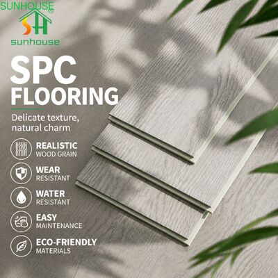 Harga yang bagus Papan Lantai Klik SPC Tahan Rayap Inti Kaku Tahan Air untuk Penggunaan Dekorasi Eksterior Interior on line