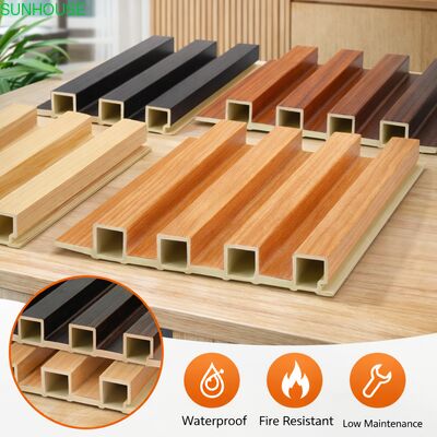 Harga yang bagus Fluted WPC Wall Panel Acoustic Slat Grating Kayu Plastik Komposit Dekoratif Grille Interior Dekorasi Board on line