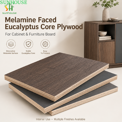 Papan Furnitur Kayu Lapis Melamin Eucalyptus 18mm untuk Lemari, Wardrobe, dan Manufaktur Furnitur Interior