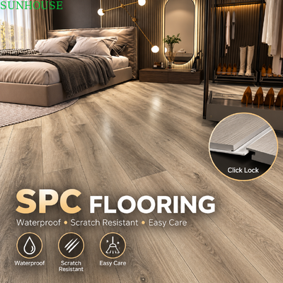Harga yang bagus Sertifikat SPC Klik Lantai Vinyl Papan inti kaku dengan EN ASTM FloorScore Kepatuhan untuk Proyek Bangunan Global on line